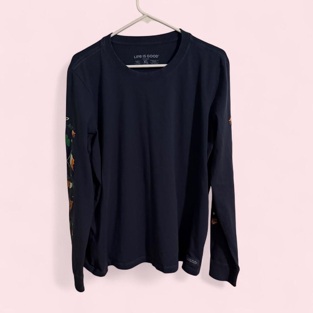 Life Is Good Shirt Women XL Blue Crusher Tee Long Sleeve Sleeve